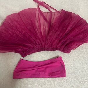 Andrea Iyamah Pink Sheer Pleated Halter Top and Bandeau- Size Large ( Like New!)